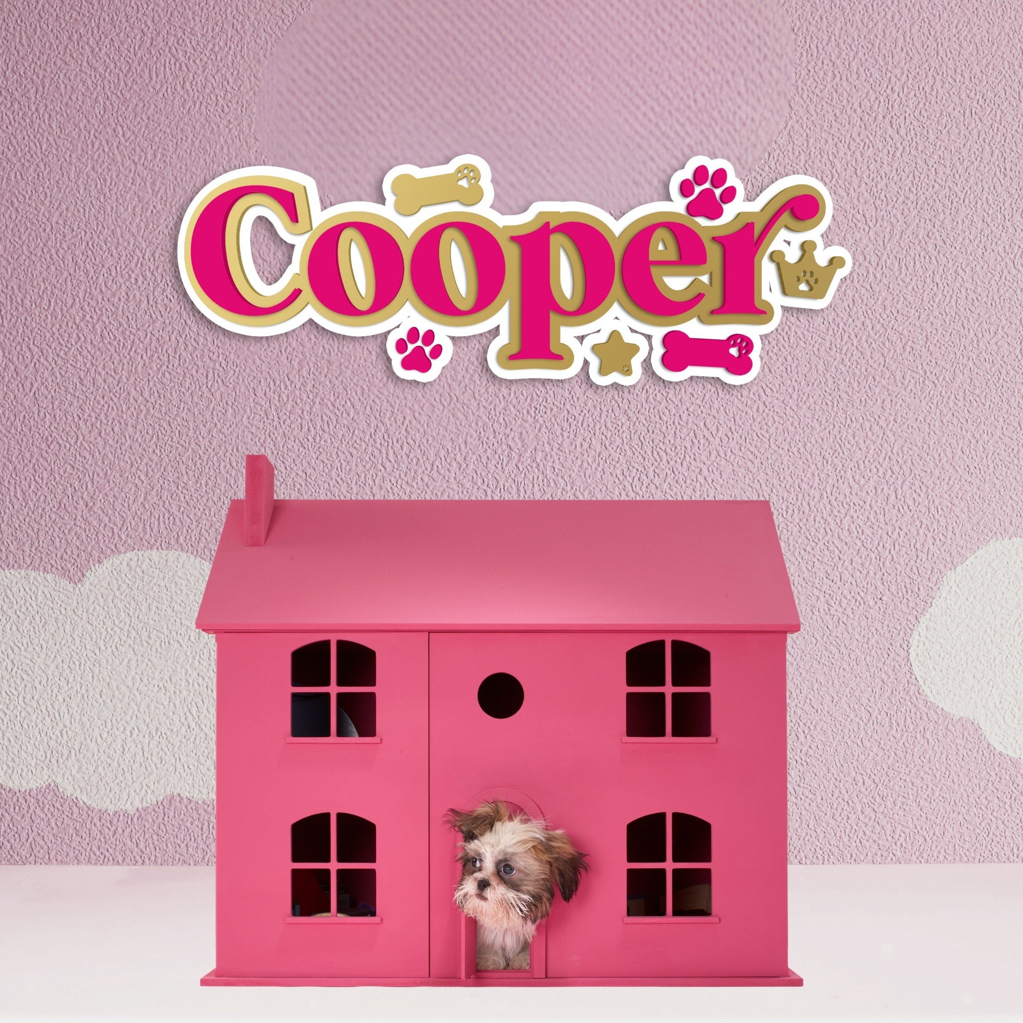 Custom Acrylic 3D Triple Layer Paw & Bones Pet Script Name Sign, Personalised Mirror Dog Nursery Wall Decor, Birthday Party, Event Signage