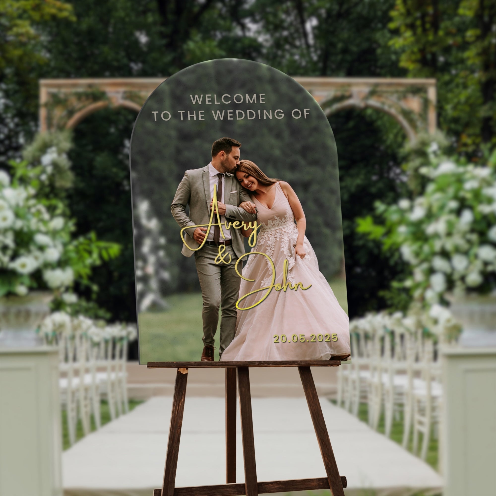Personalised 3D Photo Engagement Wedding Welcome Mirror Acrylic Arch Sign, Custom UV Print Picture Event Signage Anniversary, Birthday Decor