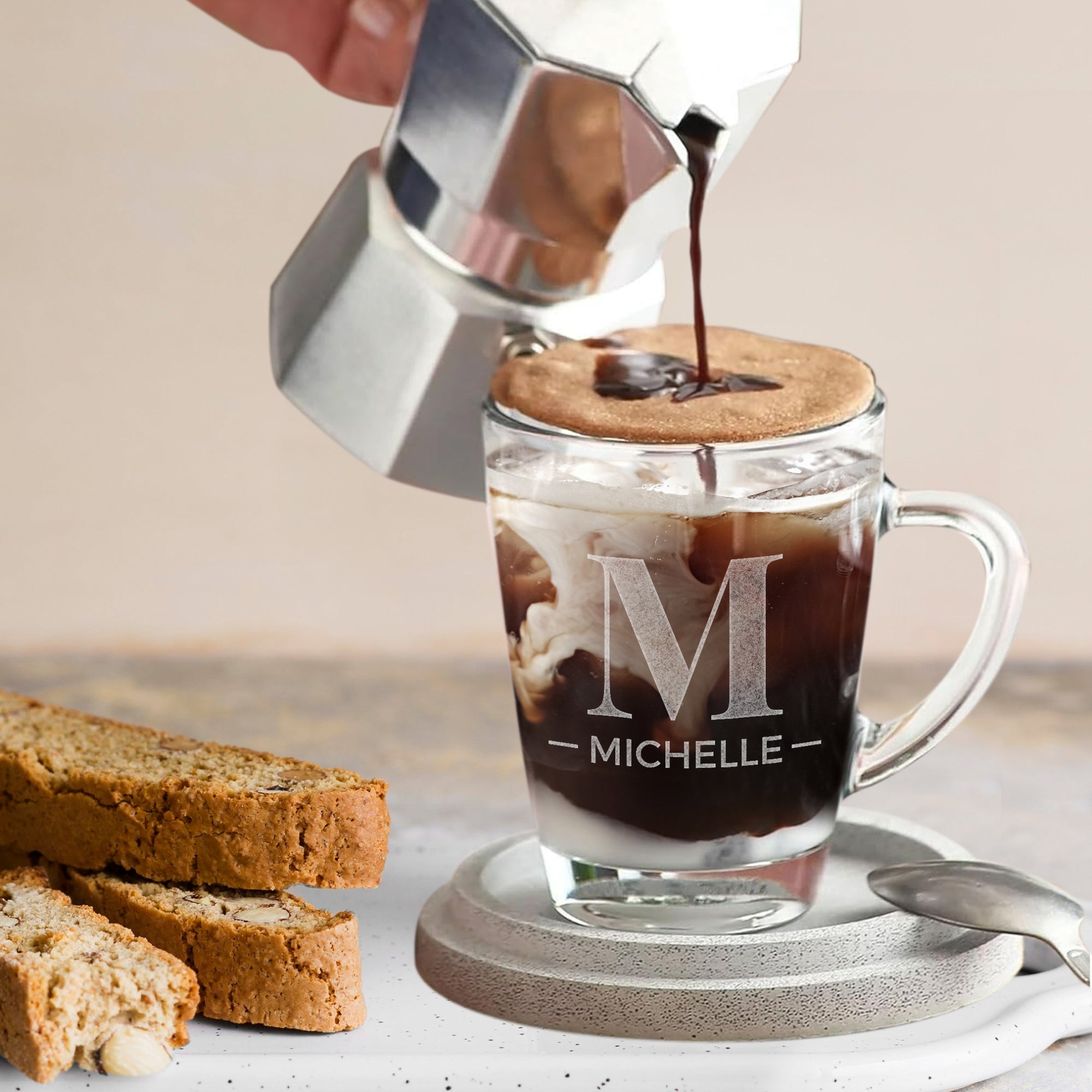 Personalised Glass Coffee Mug, Custom Engraved Tea Cup, Wedding Favours, Birthday, Teacher, Mother/ Father's Day, Christmas Corporate Gift