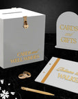 Custom Made Wedding 3 Bundle Set, Personalised Acrylic White Wishing Well Box, Memory Guest Book, Card & Gifts / Photo Guestbook Table Sign