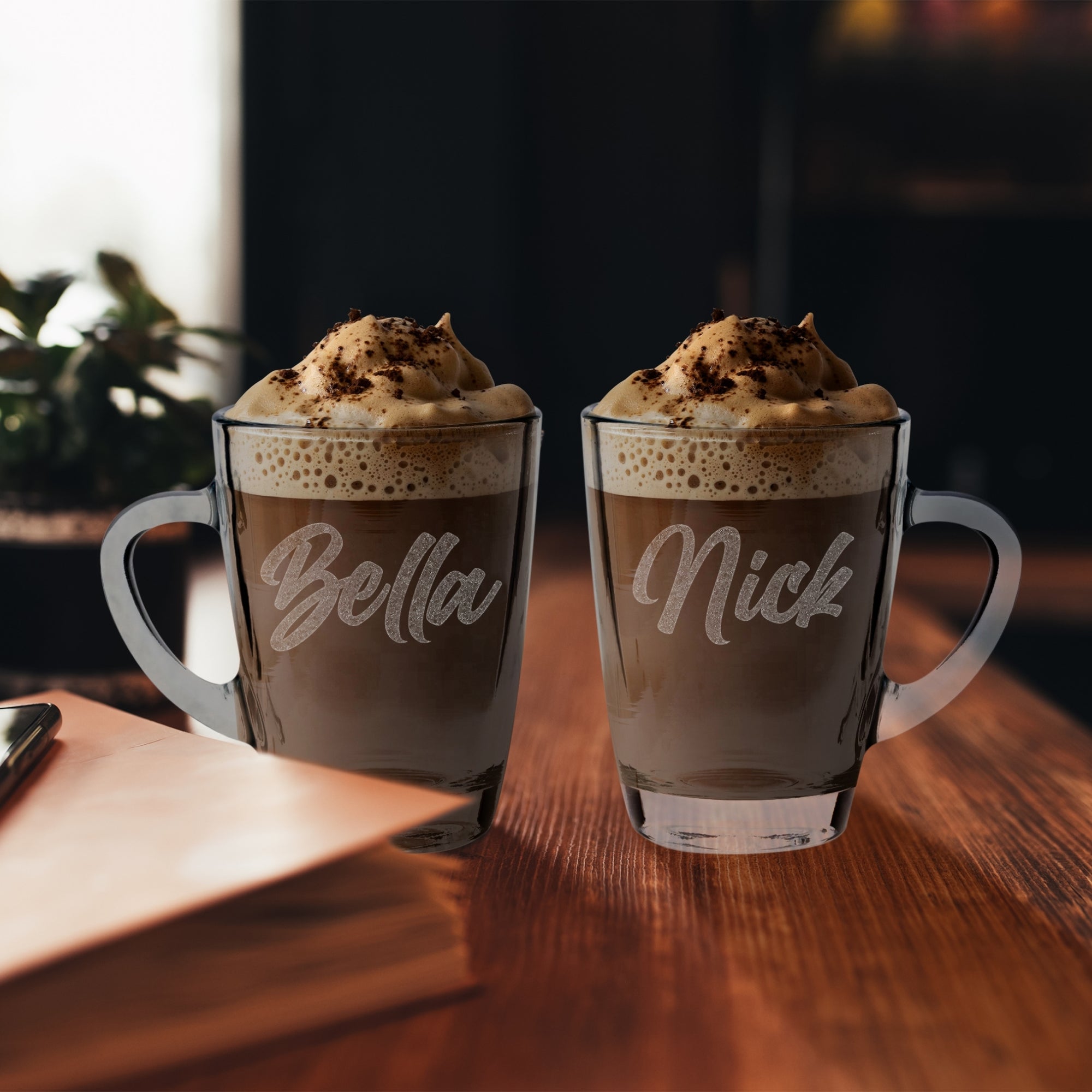 Personalised Glass Coffee Mug, Custom Engraved Tea Cup, Wedding Favours, Birthday, Teacher, Mother/ Father's Day, Christmas Corporate Gift