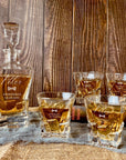 Personalised 950ml Whiskey Decanter Set with 4 Scotch Glasses, Custom Engraved Housewarming, Birthday, Groomsmen Whisky Barware Gift for Him