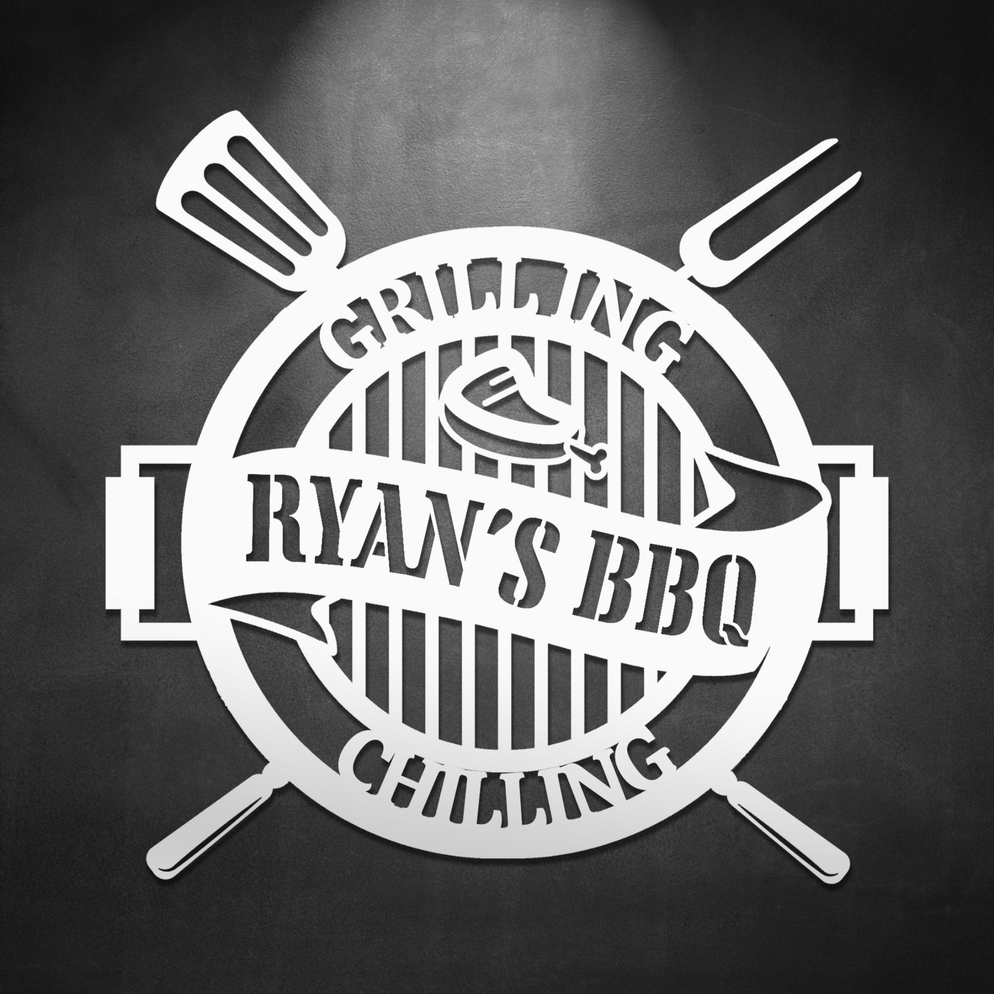 Custom Barbecue Hoop, Personalised Family BBQ Wall Art, Chill & Grill Bar Display Hanging Sign, Kitchen Backyard, Housewarming Decor Signage