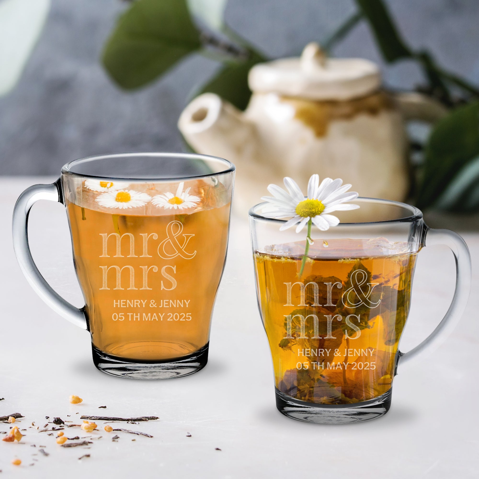 Personalised Handle Glass Coffee Mug , Custom Engraved Tea Cup, Wedding Favours, Birthday, Mother/ Father's Day, Christmas Corporate Gift