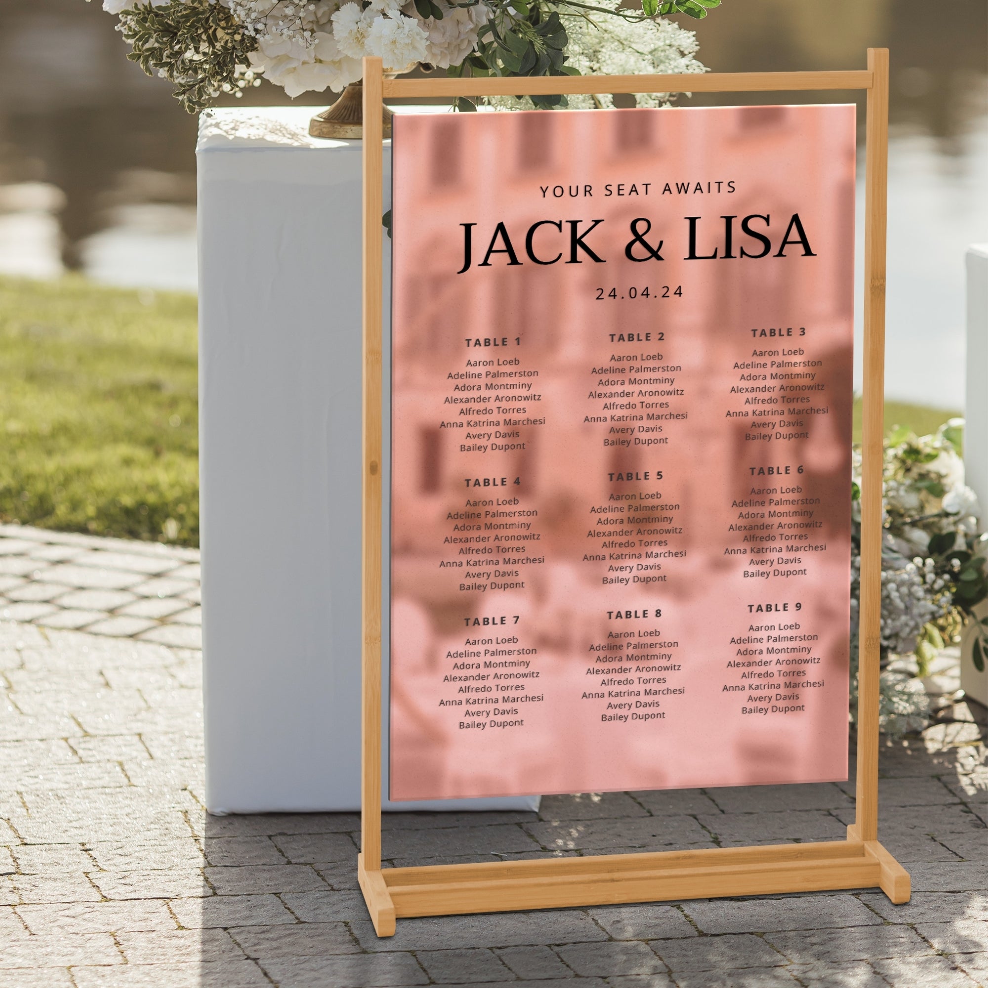 Personalised Wedding Seating Chart Sign, Custom Print Guest Plan, Engagement Anniversary Birthday Find Table Your Seat Awaits Mirror Signage