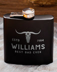 Personalised 6oz Matte Black Stainless Steel Hip Flask
