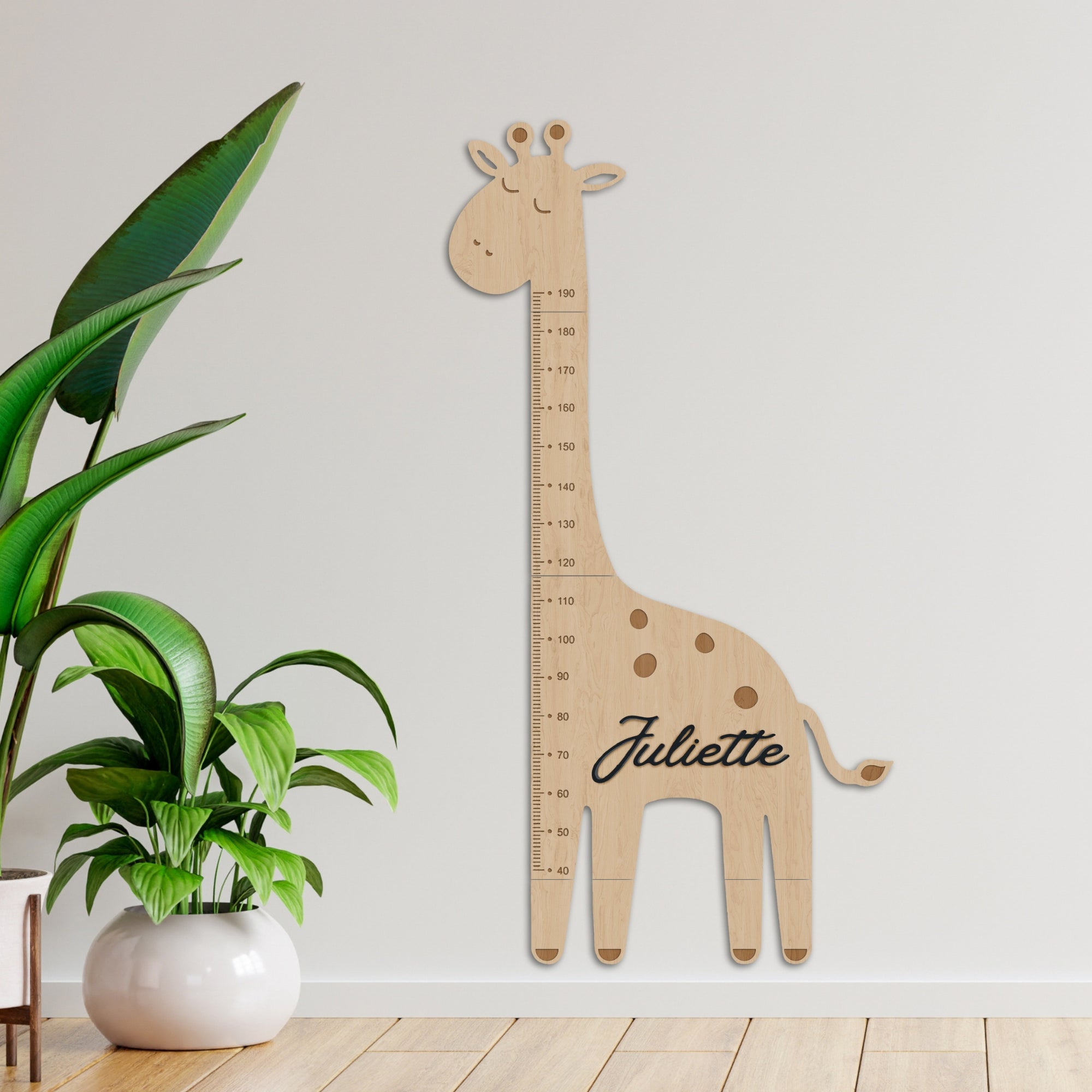 Custom 3D Raised Name Wooden Giraffe Height Chart, Personalised Laser Cut & Engraved Family Growth Metric Ruler Record, Nursery Wall Decor