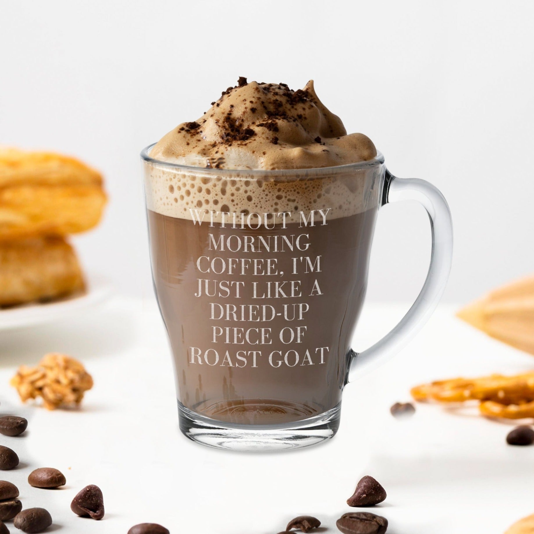 Personalised Handle Glass Coffee Mug , Custom Engraved Tea Cup, Wedding Favours, Birthday, Mother/ Father's Day, Christmas Corporate Gift