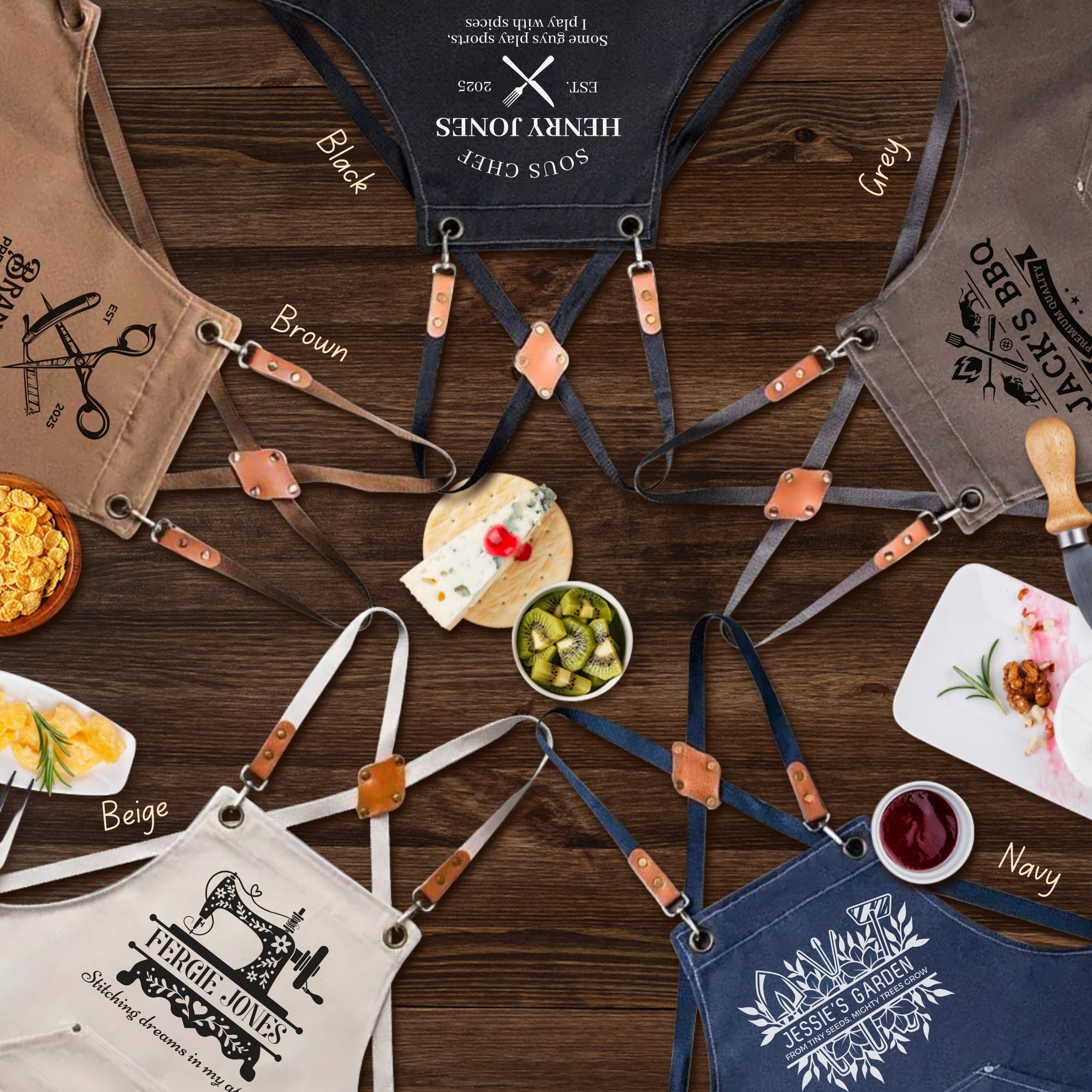 Personalised Crossover Canvas Workshop Pockets Apron, Customised Adjustable Straps Chef, BBQ, Handyman, Gardener, Farmer, Kitchen Waiter Bib