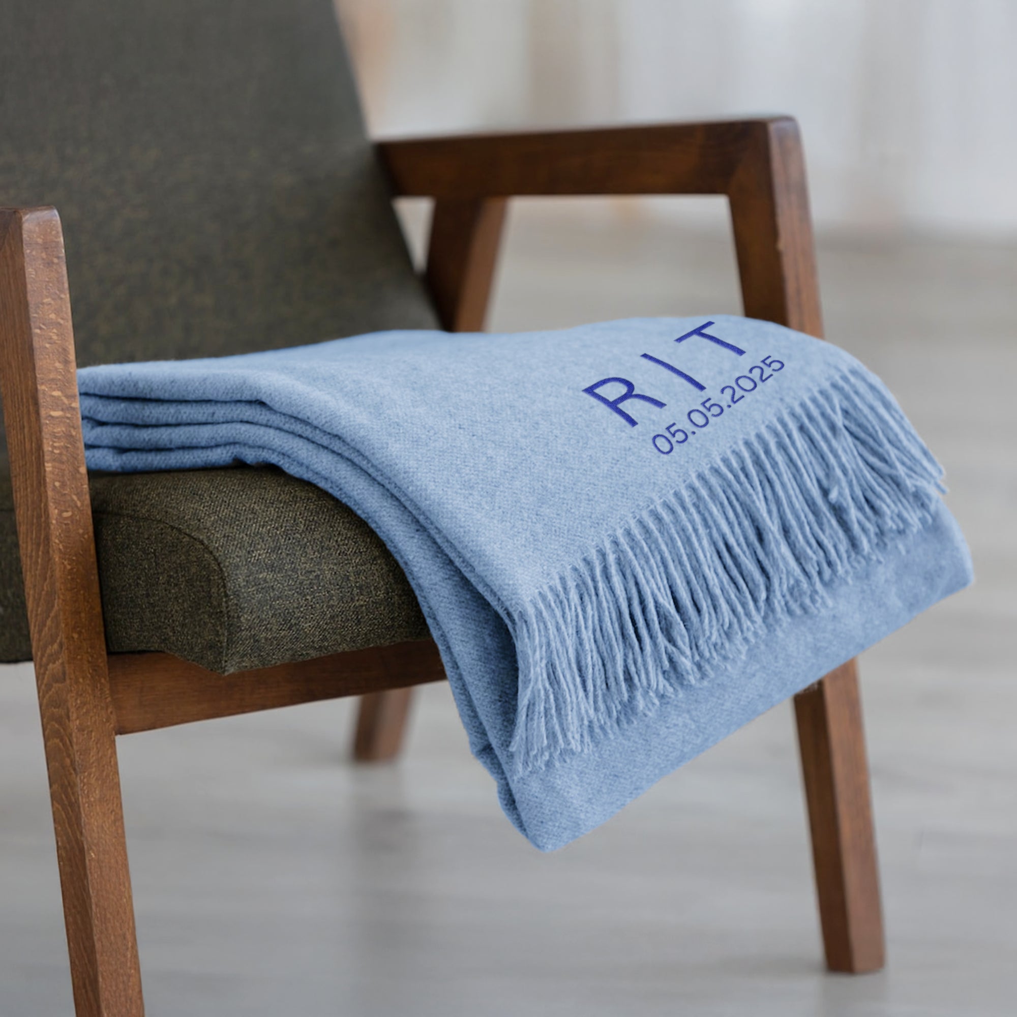 Personalised Embroidery Premium Wool Blend Throw Blanket