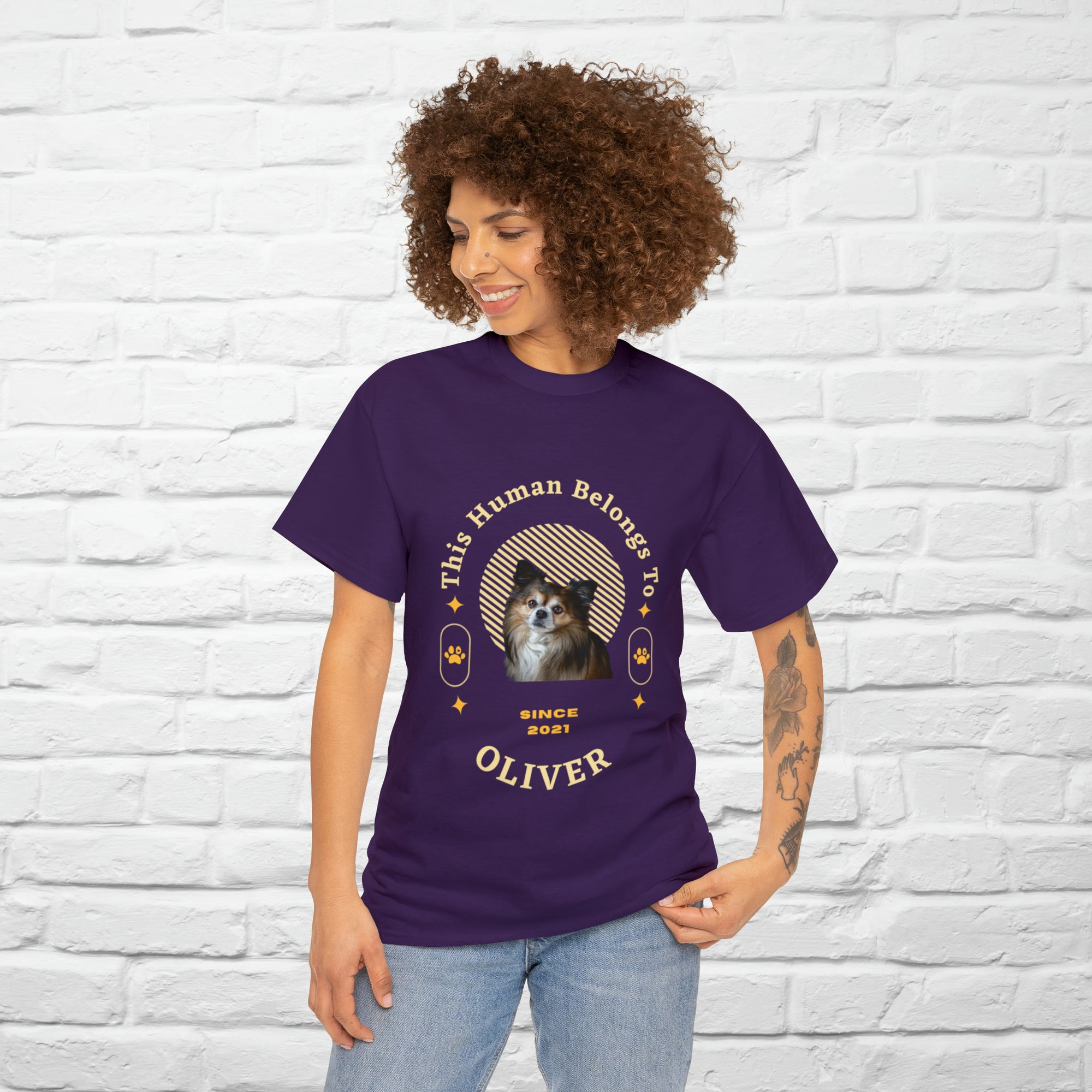 Customise Your Pet Photo Unisex T-shirt - This Human Belongs To