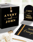 Custom Made Wedding 3 Bundle Set, Personalised Acrylic Black Wishing Well Box, Memory Guest Book, Card & Gifts / Photo Guestbook Table Sign