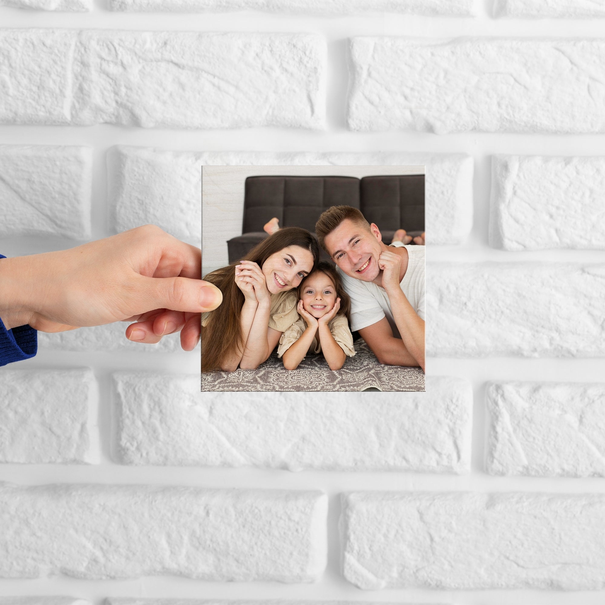 Personalised Wooden Photo Block Square, Custom UV Print Freestanding Table Display Memory Blocks, Image Gallery Wall Decor Housewarming Gift