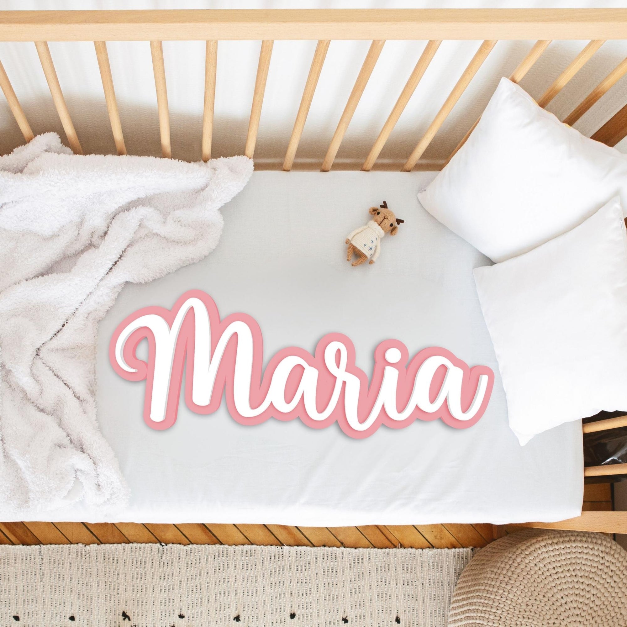 Custom Made Acrylic Mirror 3D Double Layer Script Name Sign, Personalised Nursery Name Plaque Baby Shower Christian Baptism Birthday Signage