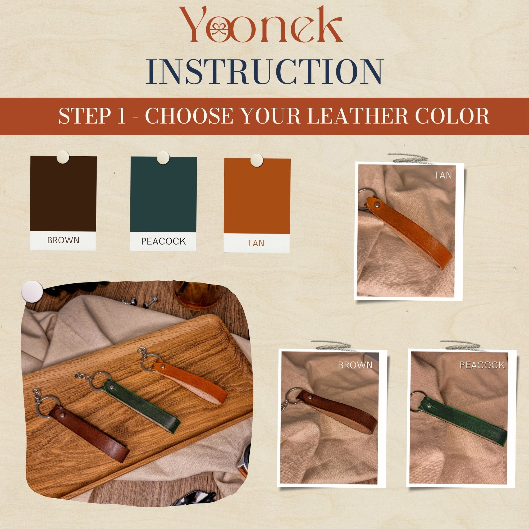 Personalised Cowhide Real Leather Keychain/ Keyring, Monogram Custom Laser Engraved/ Gift for Him/Boyfriend/ Father Day/ Birthday Christmas