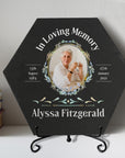 Personalised Photo Memorial Hexagon Slate Sign, Custom Print In Loving Memory Garden Stone, Funeral Cemetery Display Plaque, Loss Pray Gift