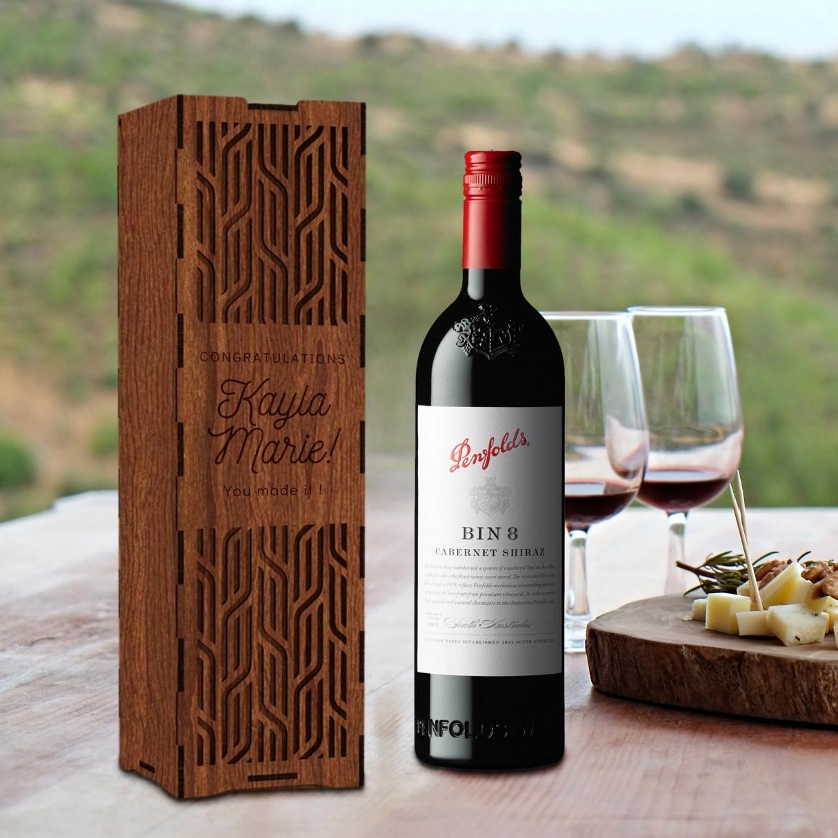 Custom Made Laser Cut & Engraved Wooden Decorative Wine Box, Personalised Plywood/ MDF Name/ Logo Wedding, Birthday, Corporate Wine Bottle Gift Boxes
