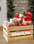 Personalised Raised Acrylic Name Sign on Christmas Eve Wood Crate Custom Santa Kid Toy Box First Xmas Family Tradition Business Gift Storage
