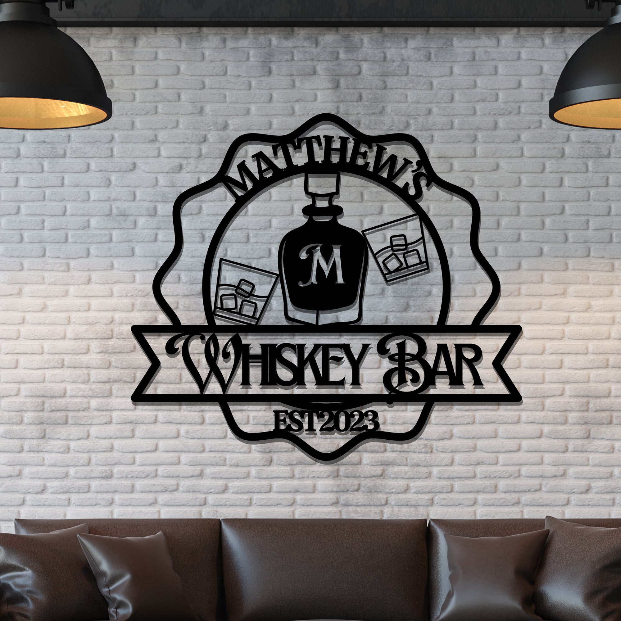 Custom Name Bar Hoop Sign, Personalised Wooden Cocktail/ Whiskey/ Tavern Chill Lounge Badge Signage, Wall Art Decor, Party Housewarming Gift
