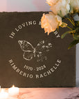 Personalised Memorial Square Slate Sign, Custom Engraved In Loving Memory Garden Stone, Funeral Cemetery Plaque, Loss of Loved One Pray Gift