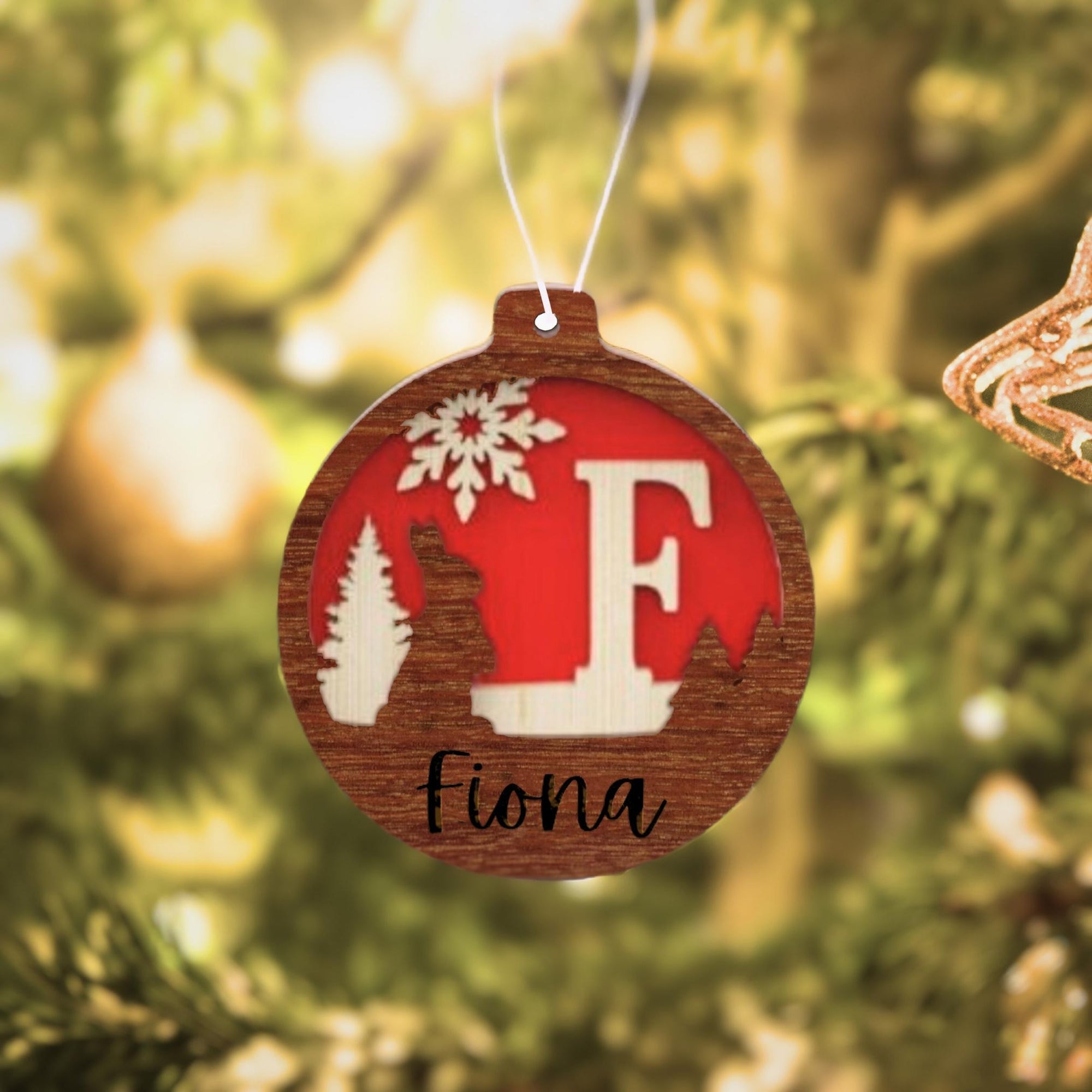 Personalised Triple Layer Wooden Reindeer, Animal Christmas Bauble, Custom Engraved Name Hanging Tree Ornament, Xmas Decor, Teacher Gift Tag