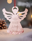 Personalised Angel Christmas Tree Ornament, Heaven Memorial Mirror Acrylic Engraved Custom Name Forever In Our Heart, In Loving Xmas Baubles