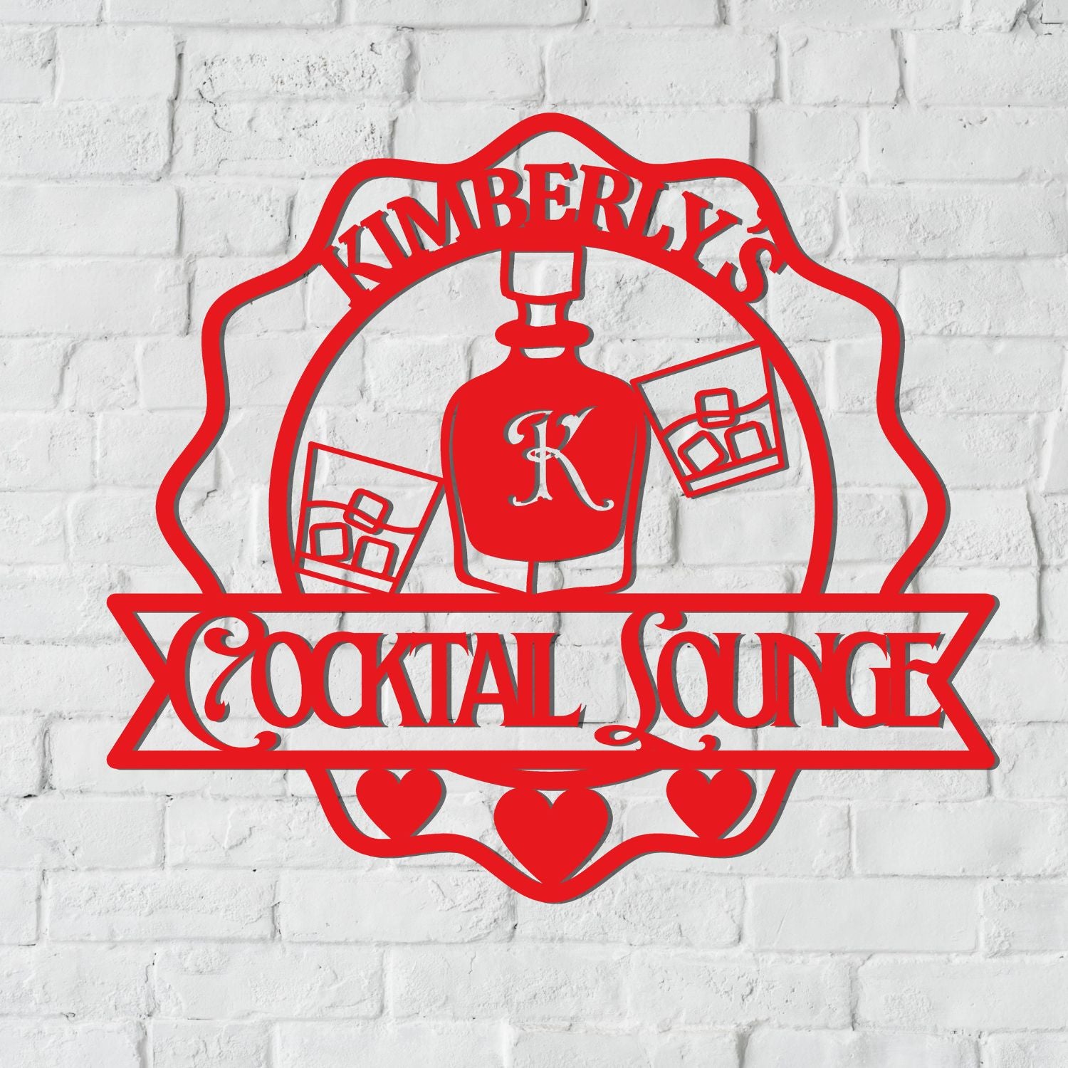 Custom Name Bar Hoop Sign, Personalised Wooden Cocktail/ Whiskey/ Tavern Chill Lounge Badge Signage, Wall Art Decor, Party Housewarming Gift