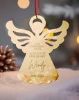 Personalised Angel Christmas Tree Ornament, Heaven Memorial Mirror Acrylic Engraved Custom Name Forever In Our Heart, In Loving Xmas Baubles