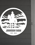 Custom Made Acrylic Cowboy Riding Horse Hoop Sign, Personalised Rustic Farm House Signage, Backyard/ Patio Ranch Wall Art, Housewarming Gift