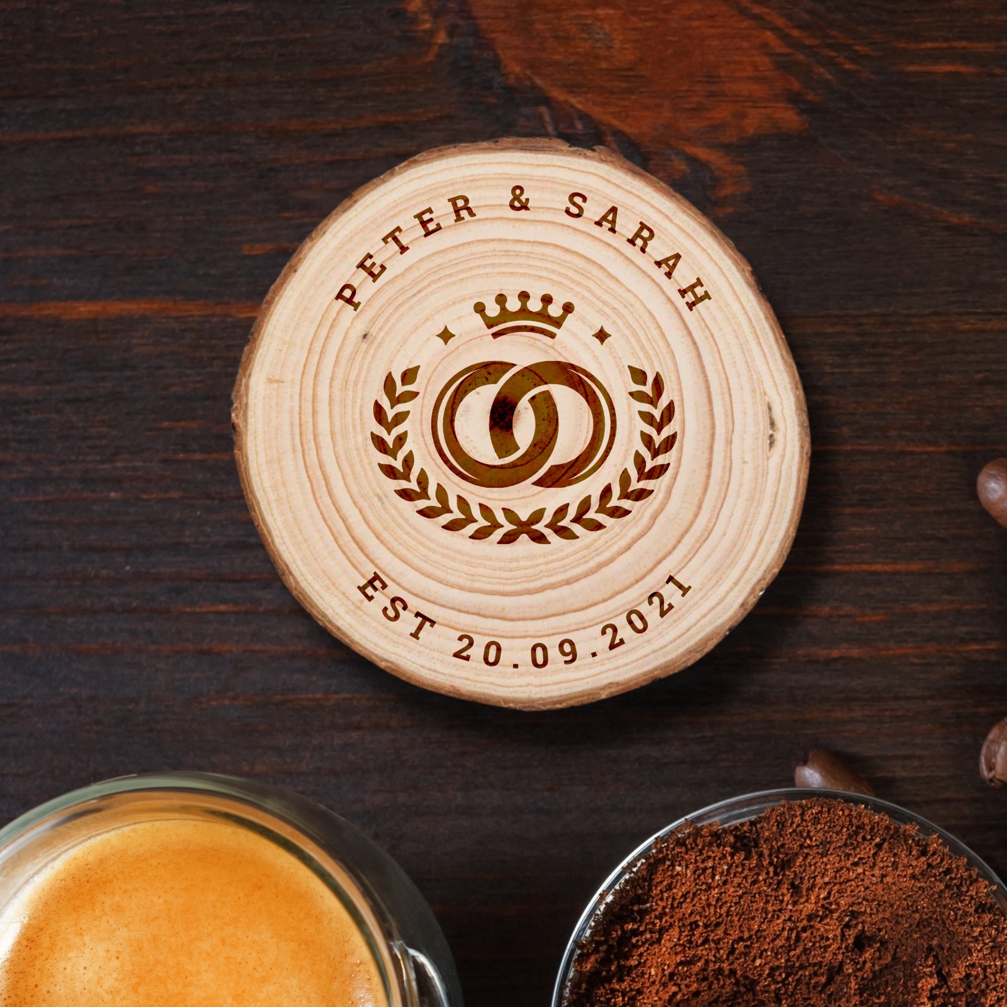 Personalised Slice Coaster, Bottle Opener, Beer Glass Set in Custom Engraved Wooden Box, Best Man, Father, Groomsman Proposal Wedding Gift