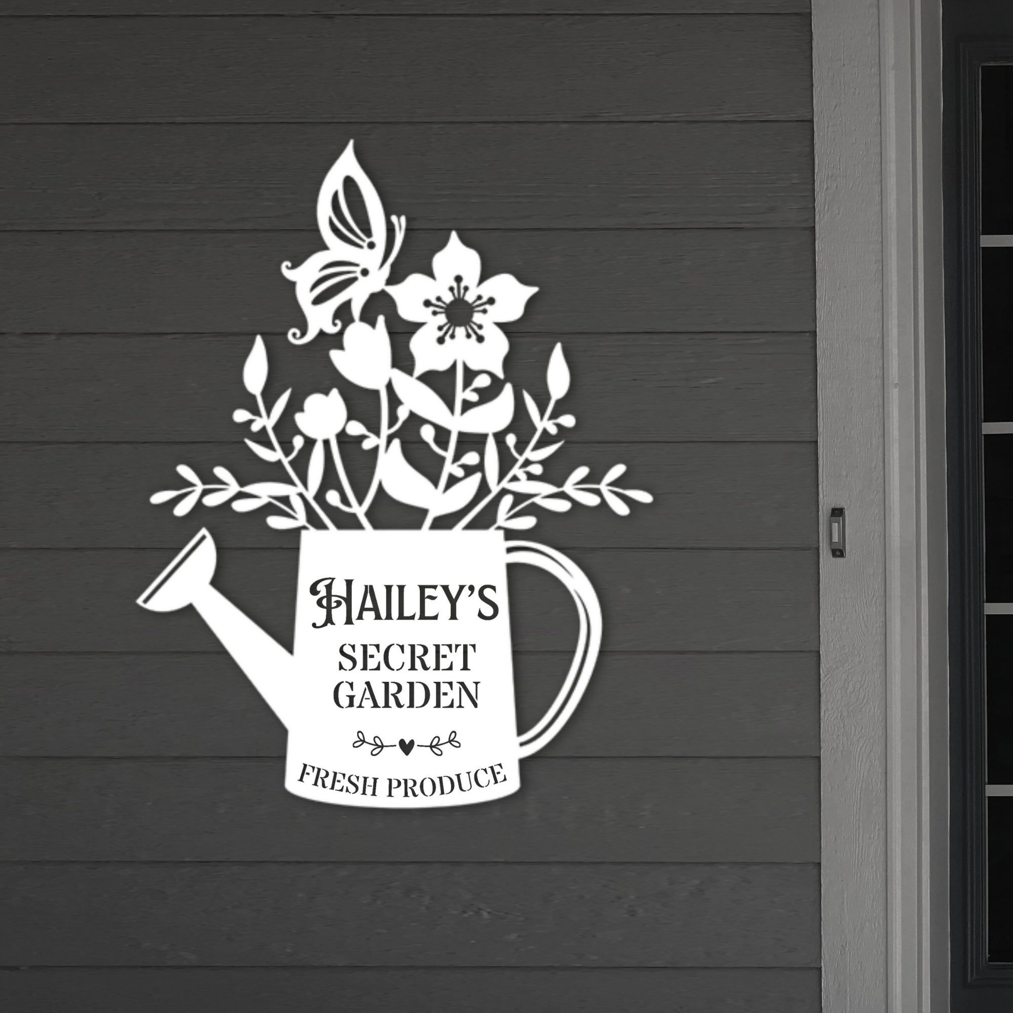 Custom Acrylic Flower Watering Can Sign, Personalised Name Garden Lawn Green House Signage, Backyard Patio Plant Wall Art, Housewarming Gift