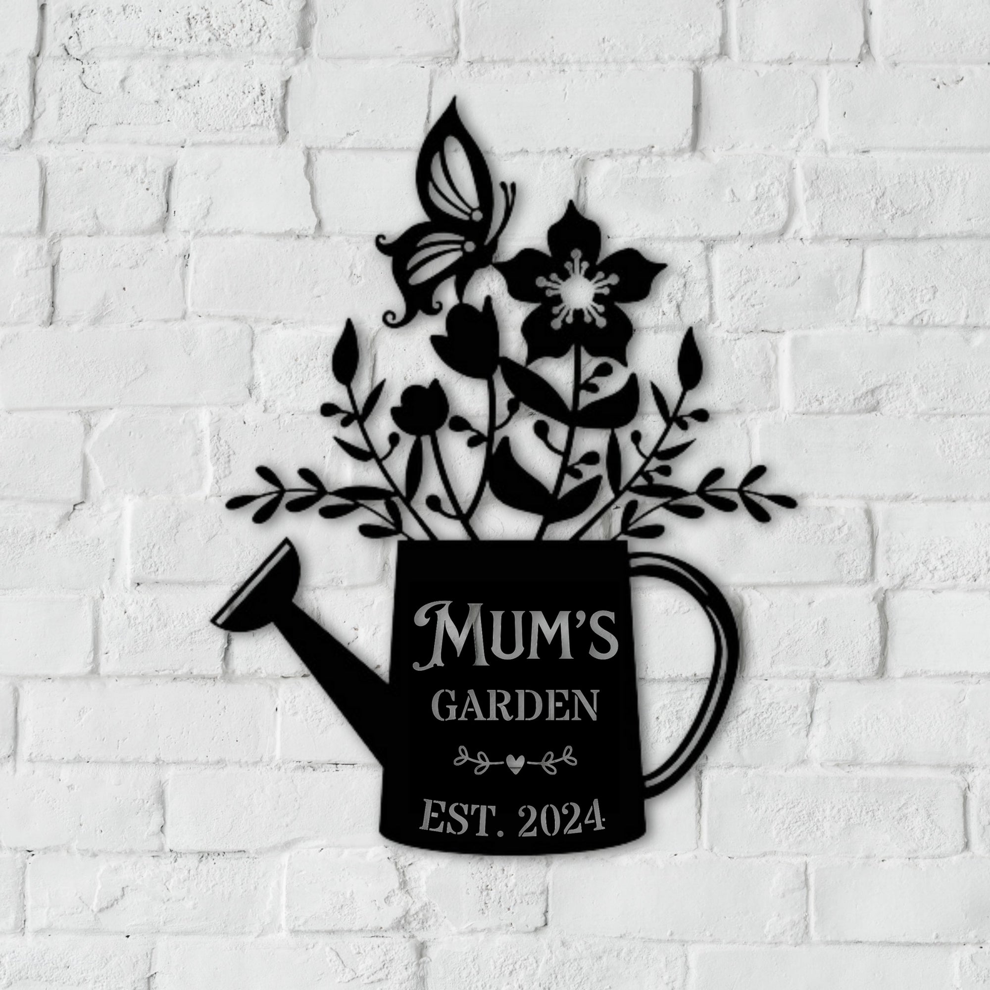 Custom Acrylic Flower Watering Can Sign, Personalised Name Garden Lawn Green House Signage, Backyard Patio Plant Wall Art, Housewarming Gift