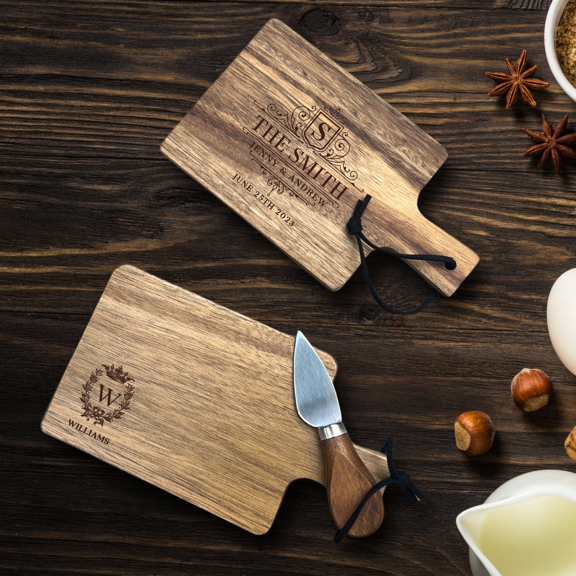 Personalised Acacia Cheese Tasting Paddle & Knife, Charcuterie, Cheese/ Chopping/ Cutting  Board, Custom Engraved Housewarming, Kitchen Gift