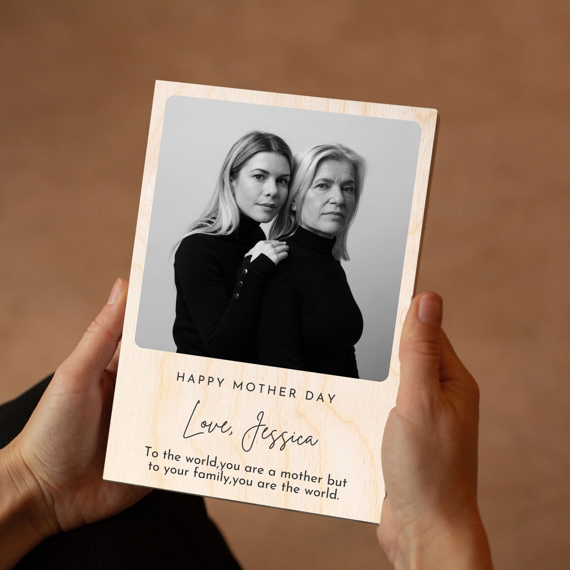 Custom UV Print Wooden Photo Plaque, Personalised Acrylic Picture Display Frame Stand, Anniversary, Birthday, Grandmother, Mother's Day Gift