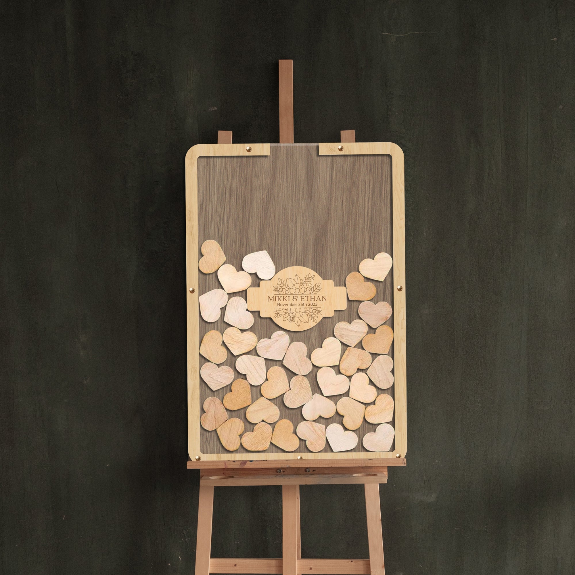 Custom Made Laser Cut Plywood Rectangle Shape Wedding Drop Box, Rustic Personalised Name & Date Guest Book Alternative, Stationery Table Decor