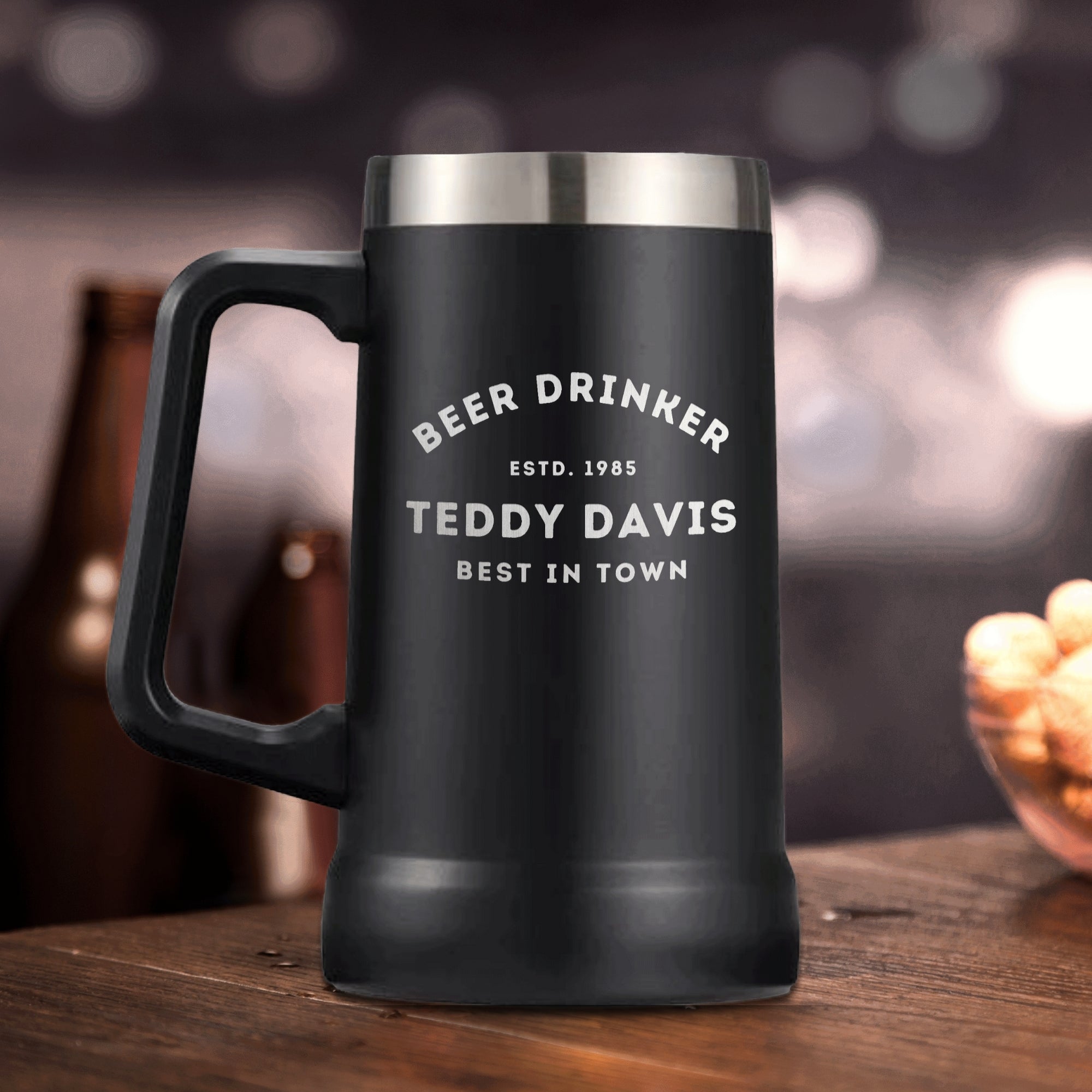 Personalised Insulated Stainless Steel Tankard Beer Mug, Custom Engraved Thermal Brewery Tumbler, Dad Groomsman Housewarming, Christmas Gift