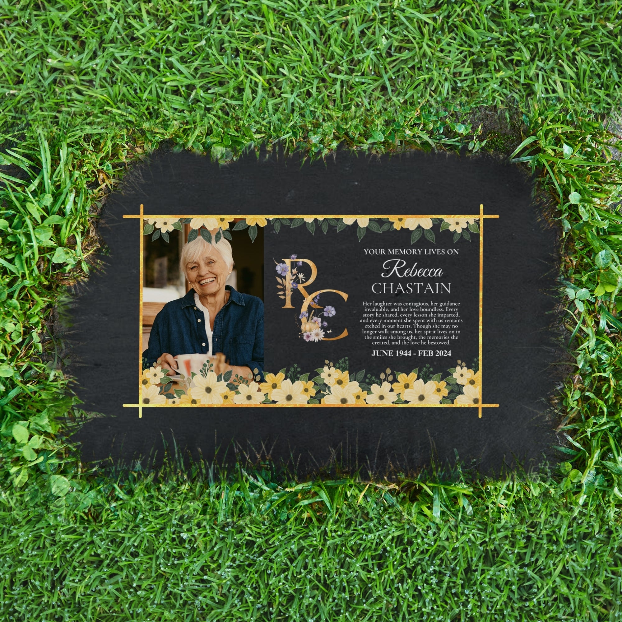 Personalised Photo Memorial Slate Sign Custom Print In Loving Memory Garden Stone Funeral Cemetery Plaque Display Pet Loss of Love Pray Gift