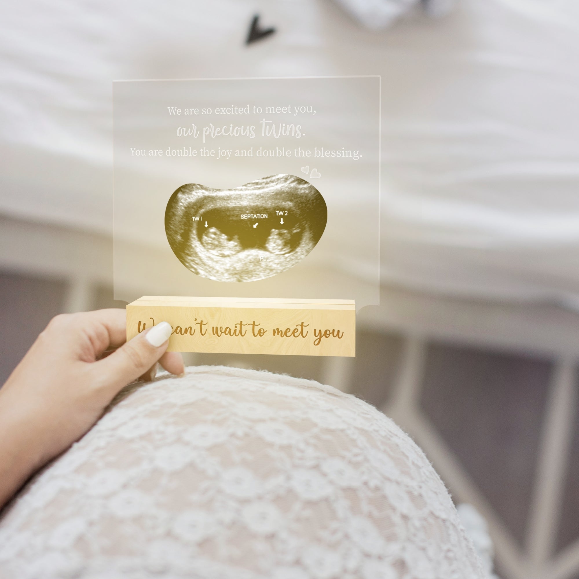 Personalised 3D Acrylic Wooden LED Sonogram Photo, Custom Ultrasound Night Lamp, Nursery Decor, Baby Shower, New Parents, Mother's Day Gift