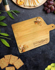 Personalised Wooden Paddle Chopping Board, Customised Cheese Serving Handle Tray, Engraved Charcuterie Platter, Housewarming, Corporate Gift