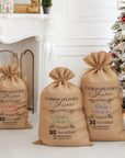 Personalised Christmas Kid & Family Traditional Sack, Customised Express Delivery Service Jute Bag, Reusable Linen Gift Storage, Xmas Decor
