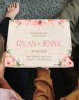 Personalised Floral Wedding Wooden Keepsake Box, Custom Names & Date UV Printed Memory Engagement Treasure Storage, Anniversary Couple Gift