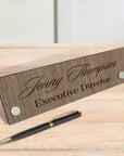 Custom Engraved Standoffs Wooden Desk Name Plate, Personalised Plywood Professional New Job Title Sign, Office Accessory, Title Banner, Job Role Quote Plaque