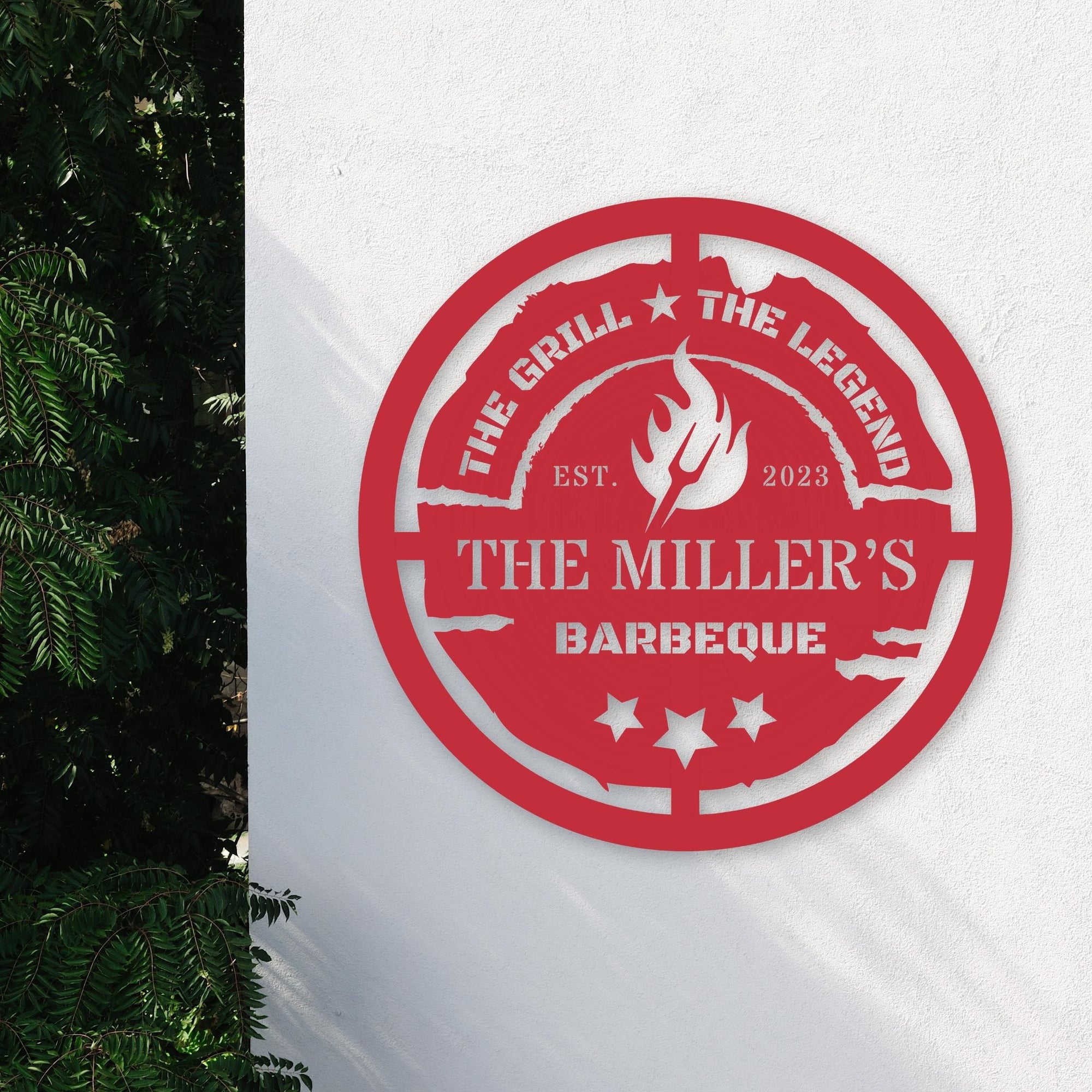 Customised Barbecue Hoop, Personalised Family BBQ Wall Art, Chill & Grill Display Hanging Sign, Kitchen Backyard, Housewarming Decor Signage