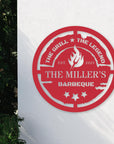 Customised Barbecue Hoop, Personalised Family BBQ Wall Art, Chill & Grill Display Hanging Sign, Kitchen Backyard, Housewarming Decor Signage