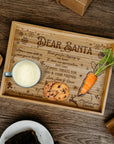 Personalised Dear Santa Treat Tray, Custom Engraved Christmas Eve Board, Etched Reindeer Milk, Carrot Cookie Platter, Wooden Xmas Night Tray