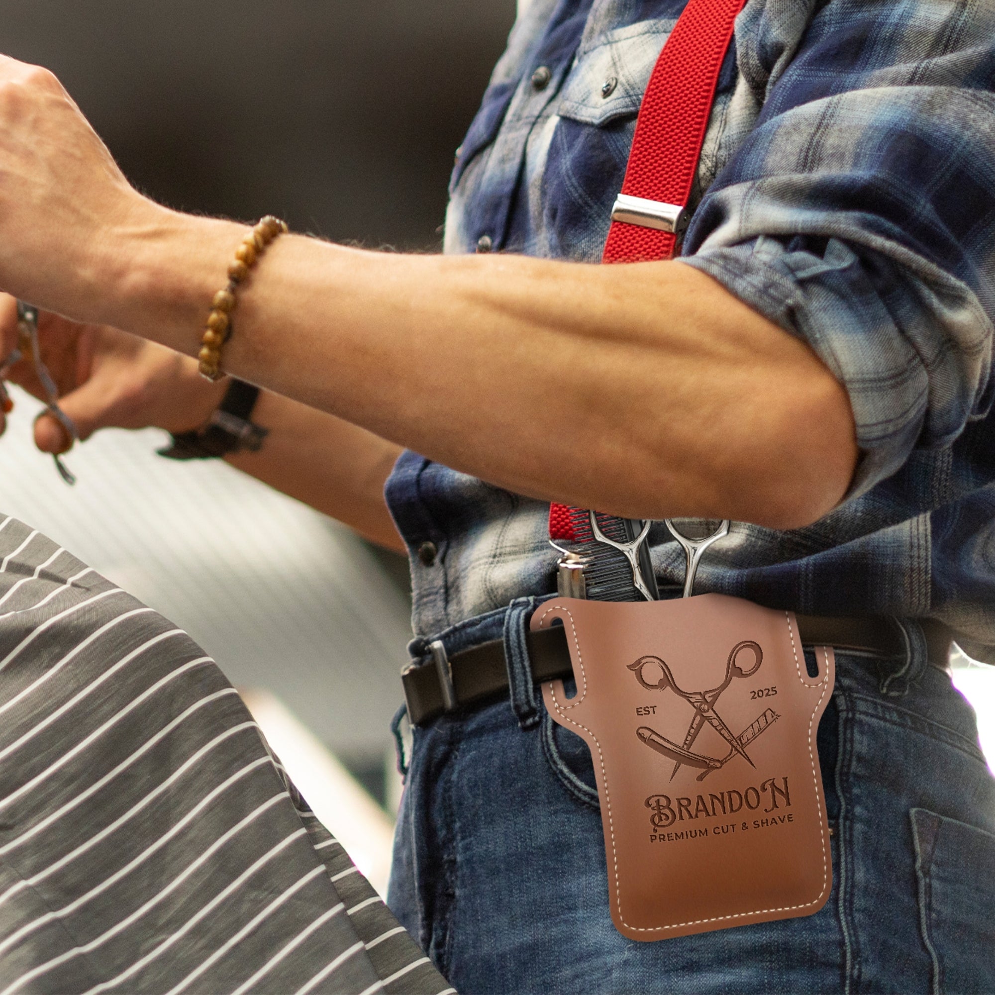 Personalised Leather Travel Belt Phone Case Holster, Custom Engraved Barber, Florist, Handyman, Crafting Hip Pouch, Groomsman, Father Gift