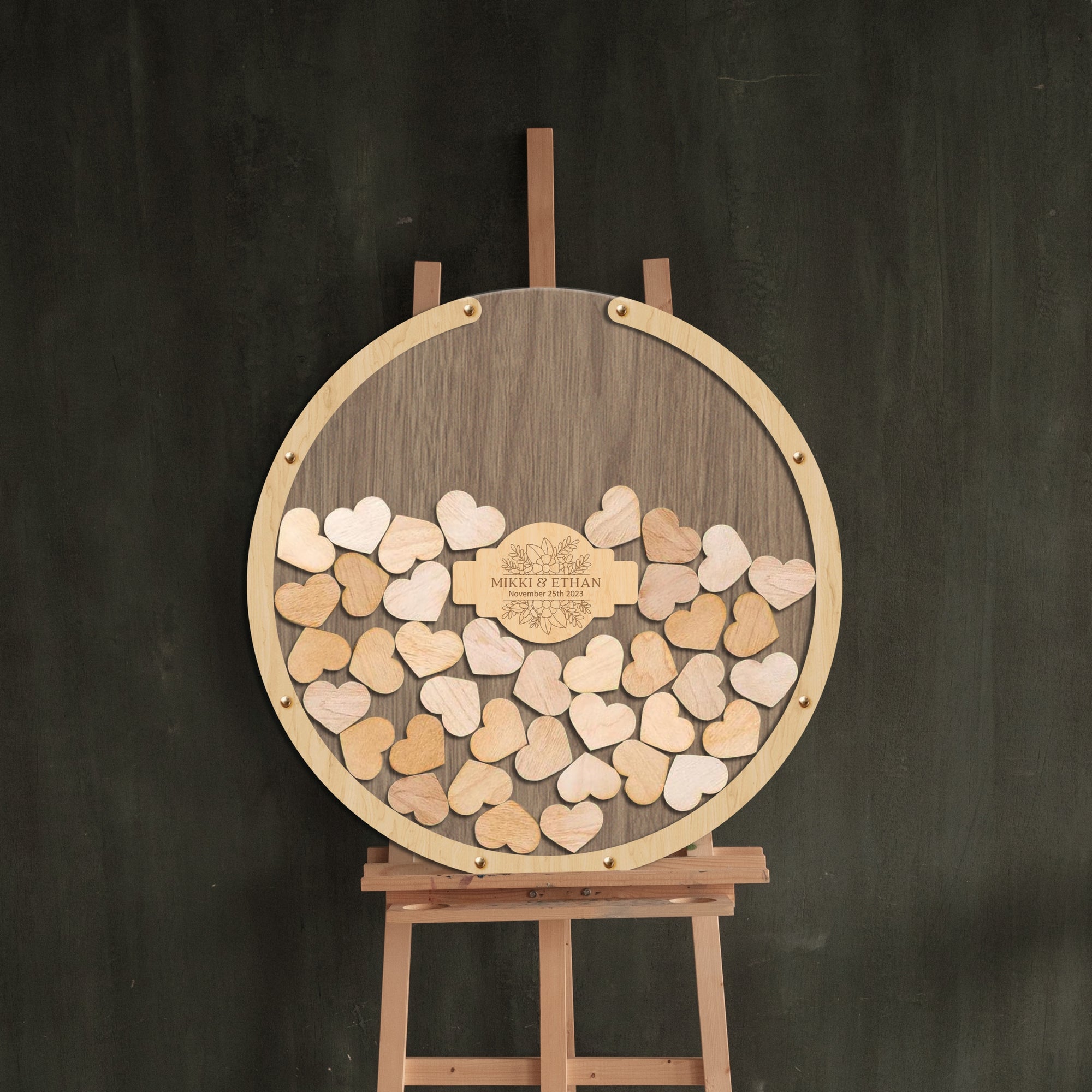 Custom Made Laser Cut Wooden & Acrylic Round Shape Wedding Drop Box Rustic Personalised Circle Guest Book Alternative Stationery Table Decor