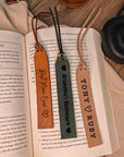 Personalised Cowhide Real Leather Bookmark/ Travel Luggage Tag, Monogram Custom Engraved/ Gift for Him & Her/ Father/ Birthday/ Mom/ Grandma