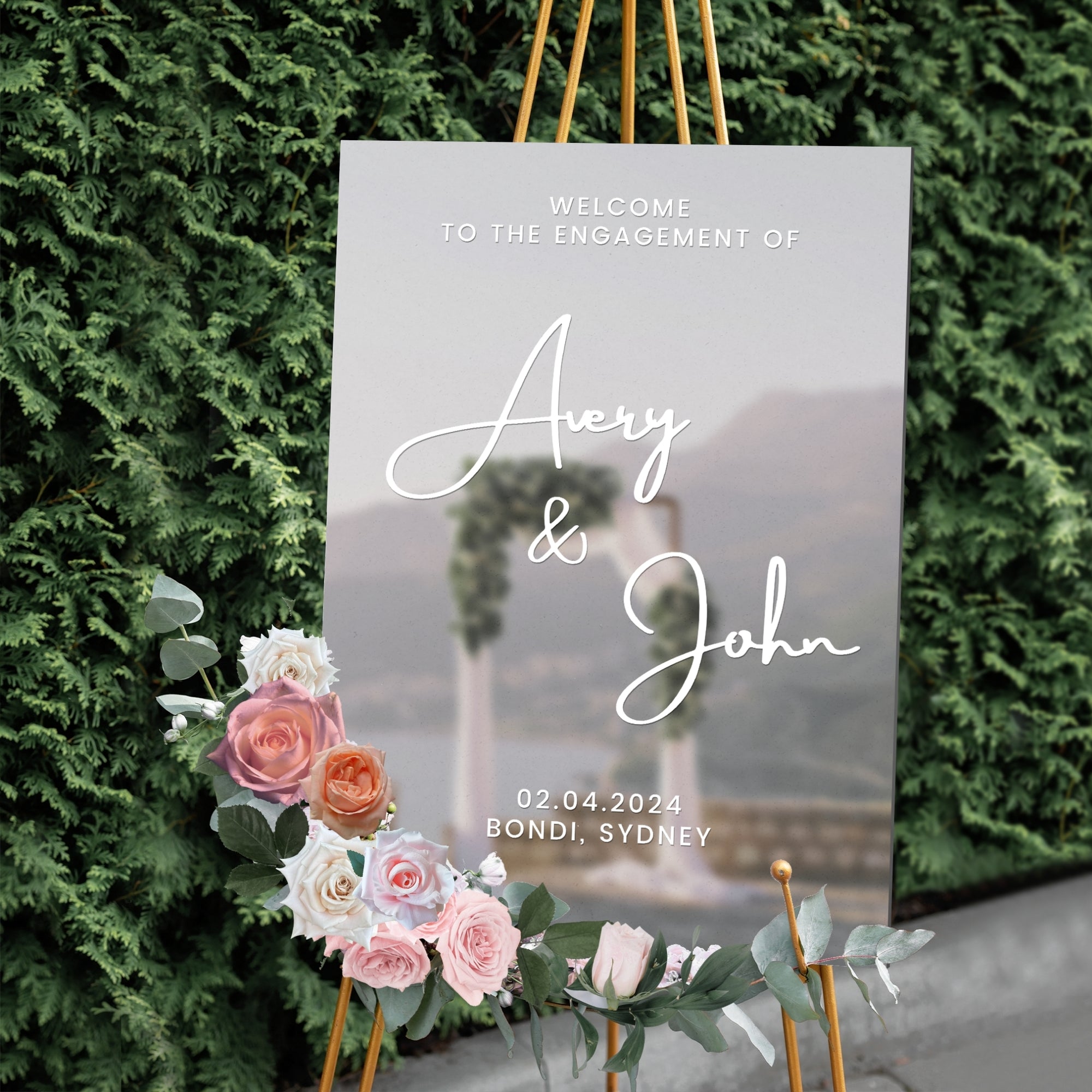 Personalised Couple Names Acrylic Wedding Signage, Custom UV Print Mr&Mrs Mirror Welcome Sign, Engagement/ Anniversary/ Birthday Party Decor