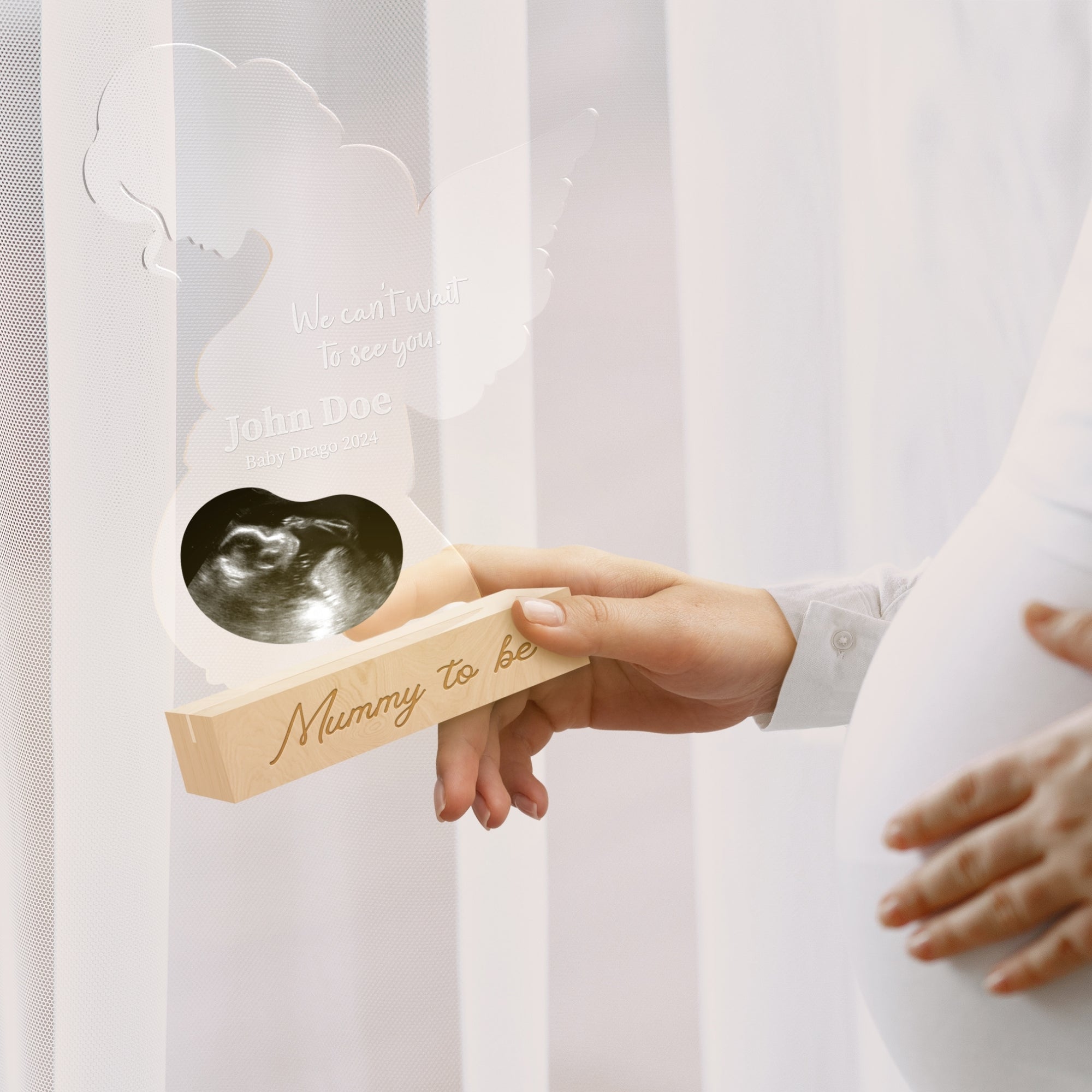 Personalised 3D Acrylic Wooden LED Sonogram Photo, Custom Ultrasound Night Lamp, Nursery Decor, Baby Shower, New Parents, Mother's Day Gift